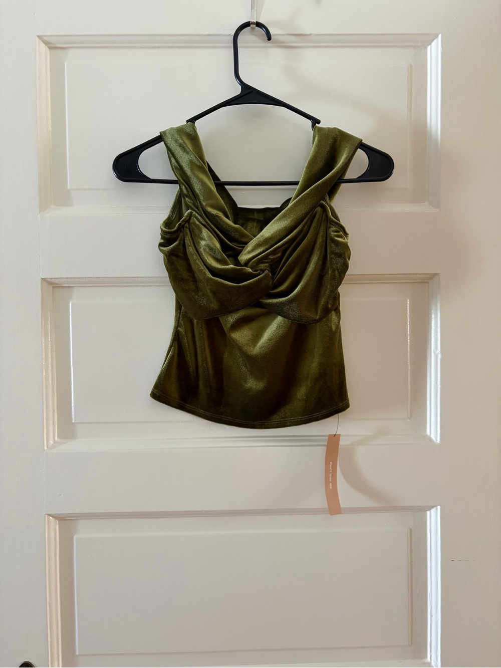 Olive Green Velvet Draped Tank Top